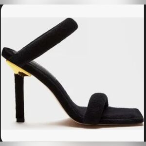 Good American Black Terry Cloth Heels Women's 9 NWT